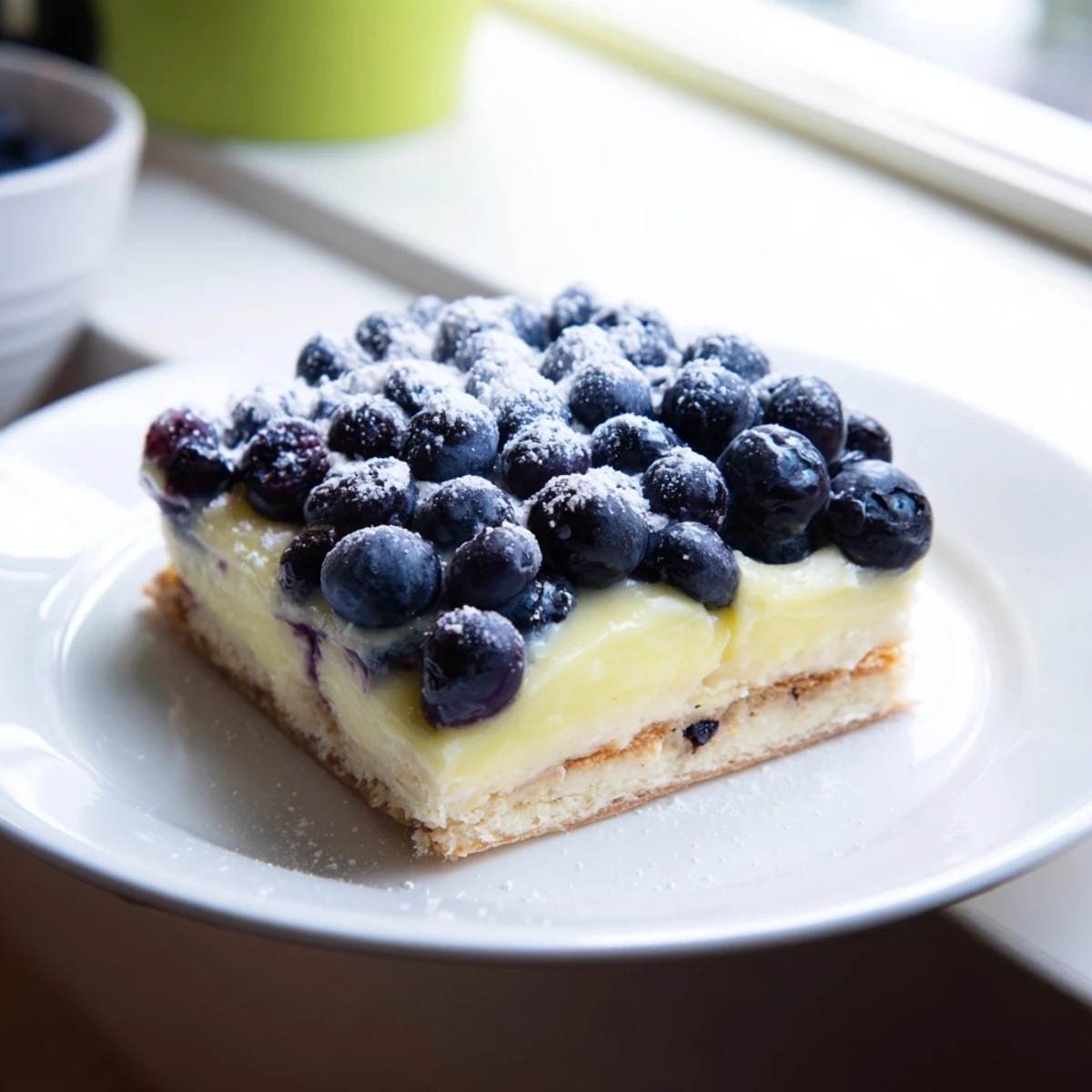 Imagine the bright yellow lemon curd in these squares, layered on a buttery crust; a delicious treat.