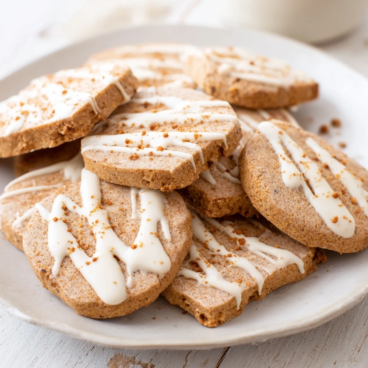 A close-up of freshly baked soft and chewy pumpkin spice cookies, studded with white chocolate chips, tempting!