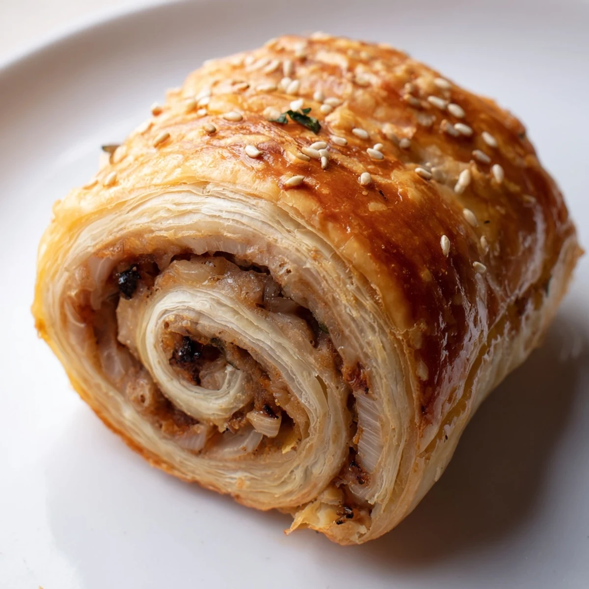 Image of golden-brown Homemade Savory Sausage Rolls ready to eat, perfect for a picnic treat.