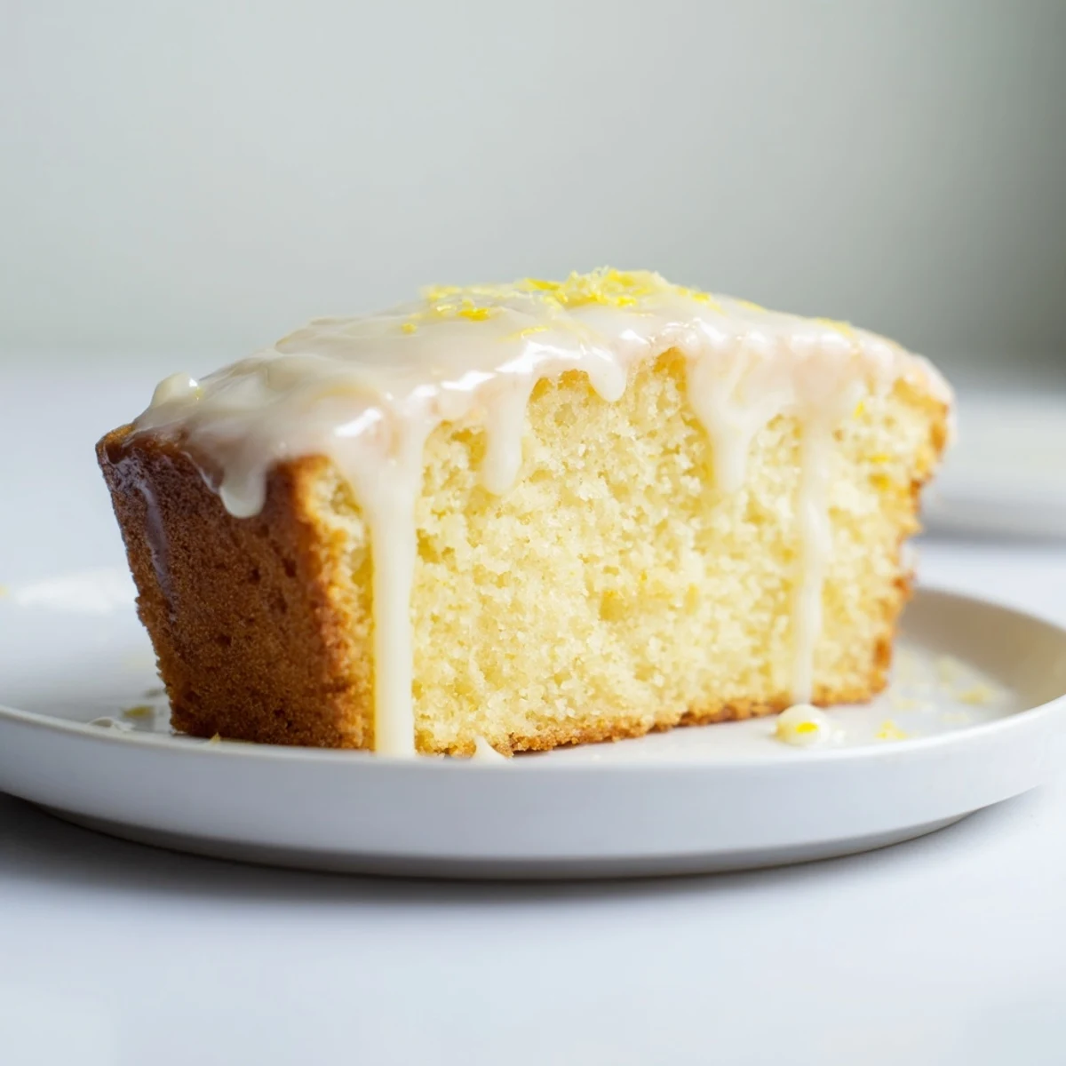 Warm, golden-brown Lemon Yogurt Cake, fresh from the oven, offering a delightful aroma.