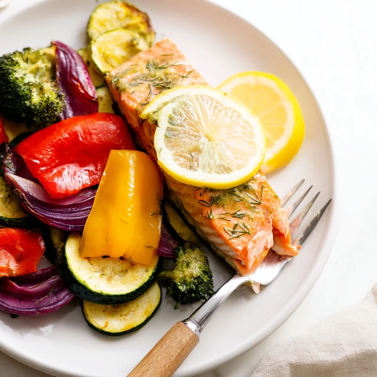 Close-up of a delicious and easy Salmon Sheet Pan Bake, perfect for a quick weeknight meal.