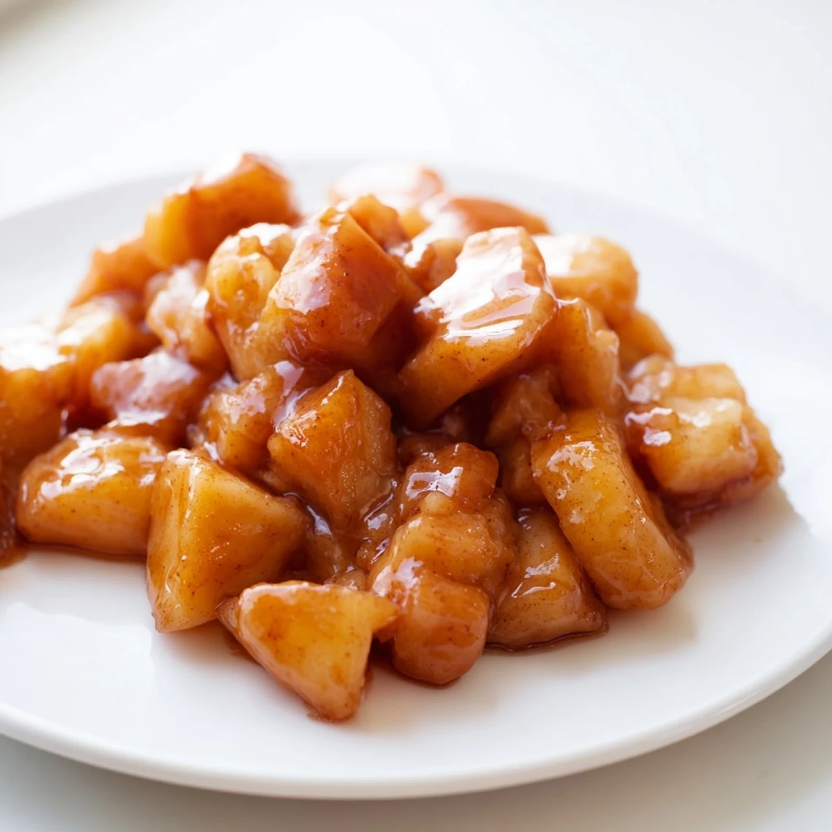 Slow cooker stewed apples bubbling gently with cinnamon, offering a warm and sweetly spiced aroma.