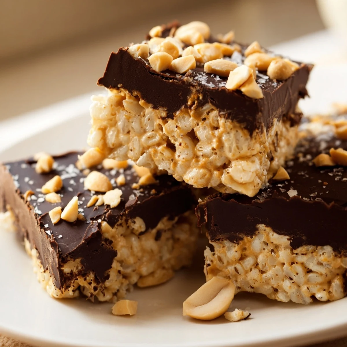 Creamy peanut butter chocolate rice cakes: A frozen, delicious no-bake snack with a rich chocolate coating.