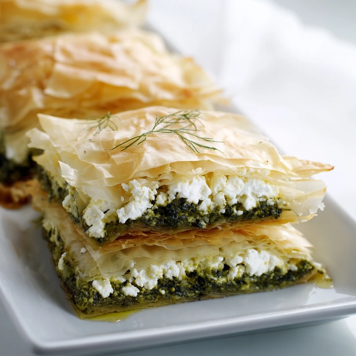 A warm, flavorful picture of Greek Spanakopita, with a crispy, golden crust and savory filling.