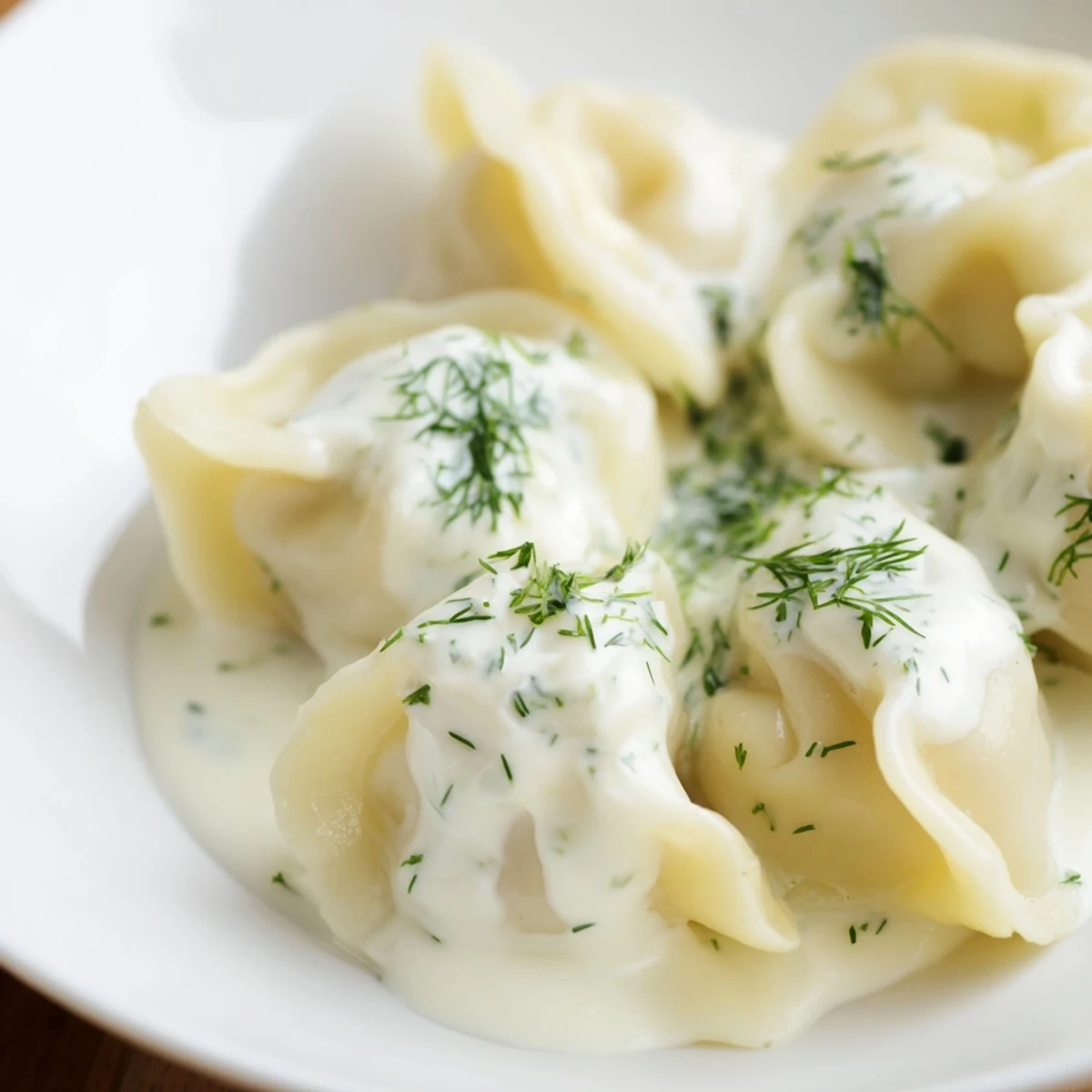 A close-up of fluffy Russian pelmeni, showcasing their perfectly crimped edges and delicious fillings.