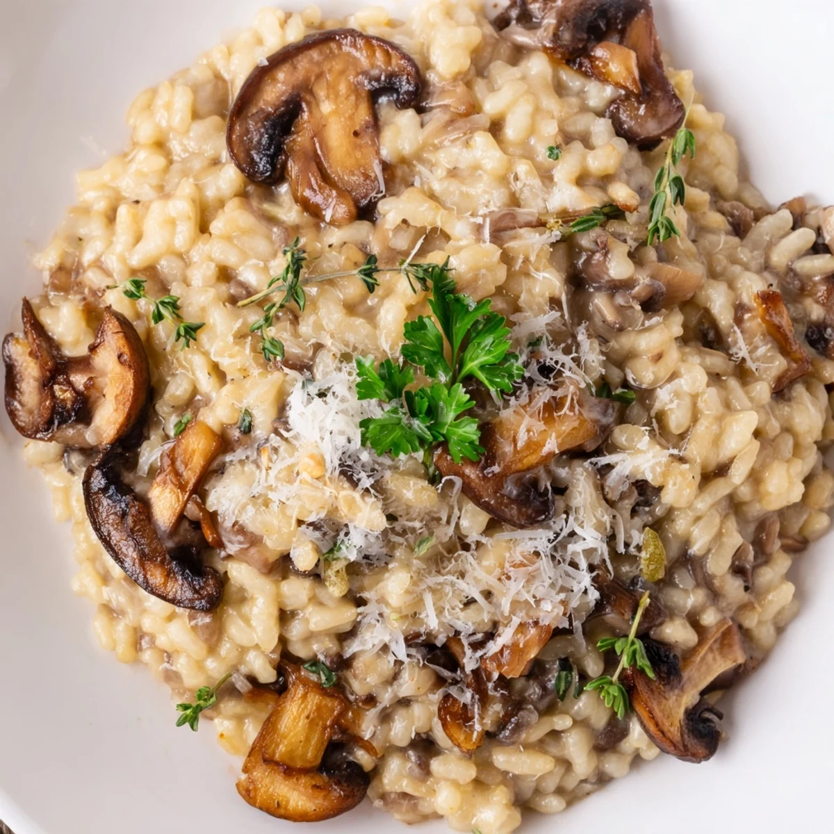 Freshly roasted mushrooms folded into creamy Roasted Mushroom Risotto, served warm with a glass of Pinot Grigio alongside.
