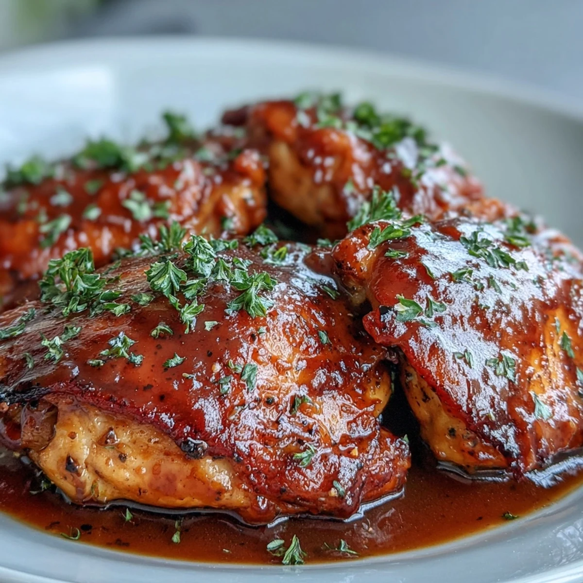 Tender Slow Cooker Honey Mustard Chicken breasts rest in a velvety sauce, ready to be served over fluffy white rice.