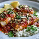 Tomato-Roasted Cod With Spiced Almonds