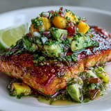 Baked Salmon Mango Avocado Salsa