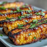 Charred corn ribs glistening with zesty butter, a perfect summer BBQ side dish.