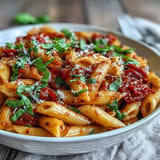 One-pot creamy tomato basil pasta, a comforting weeknight dinner dish.