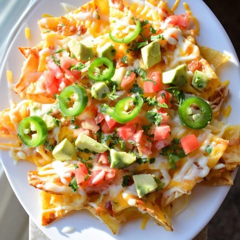 Delicious pasta chips nachos: a flavorful combination of baked pasta, zesty sauce, and fresh garnishes.