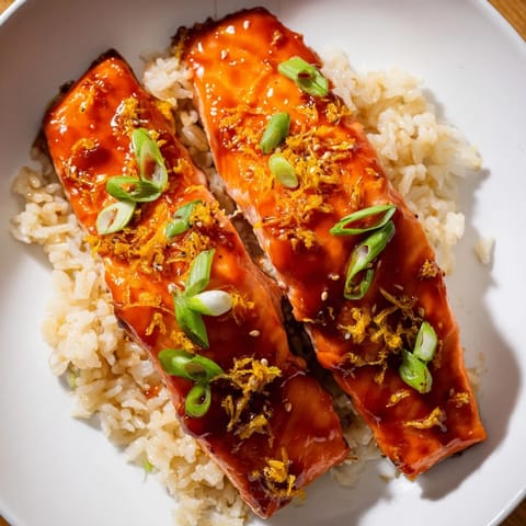 Sticky Orange Salmon Rice
