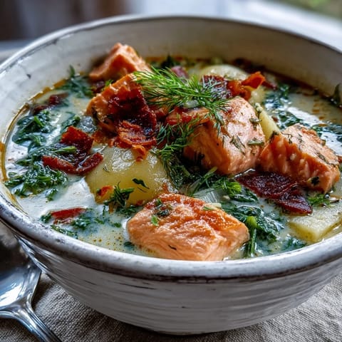 Finnish Salmon Soup served steaming in a rustic bowl, garnished with fresh dill and accompanied by a slice of dark rye bread.
