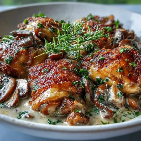 Coq au Vin Rosé plated with buttered potatoes and fresh parsley, featuring a glossy, wine-infused sauce and aromatic herbs.