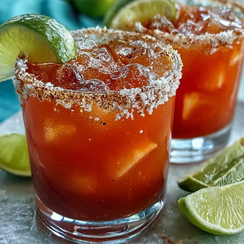 Two chilled Guava Margaritas in salt-rimmed glasses, garnished with lime wedges and fresh guava slices, perfect for summer sipping.