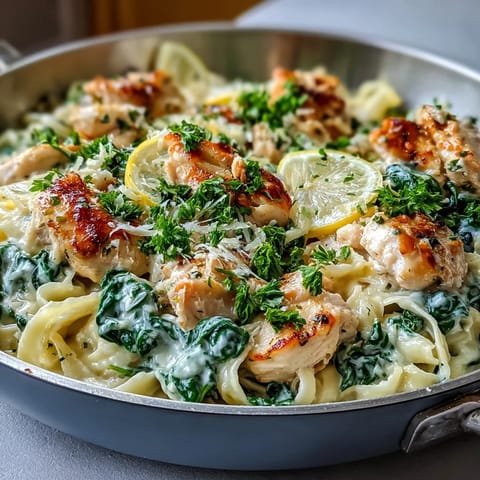 One-pot lemon orzo with chicken and spinach, a vibrant and comforting Mediterranean-inspired dinner.  