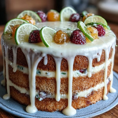 Vibrant lemon blueberry layer cake with fresh blueberries and zesty lemon, frosted with creamy lemon cream cheese icing.
