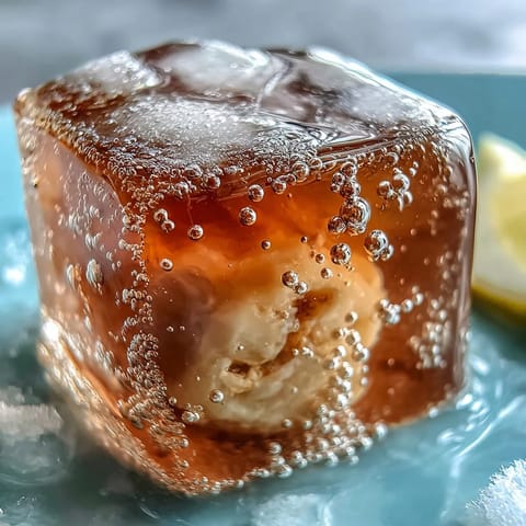Refreshing lychee agar jelly cubes, glistening in bright, bubbly yuzu water.