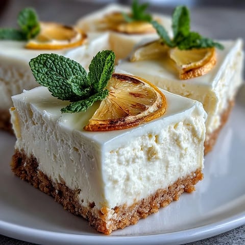 Skyr Lemon Cheesecake Bars: Creamy, no-bake slices with zesty lemon flavor.