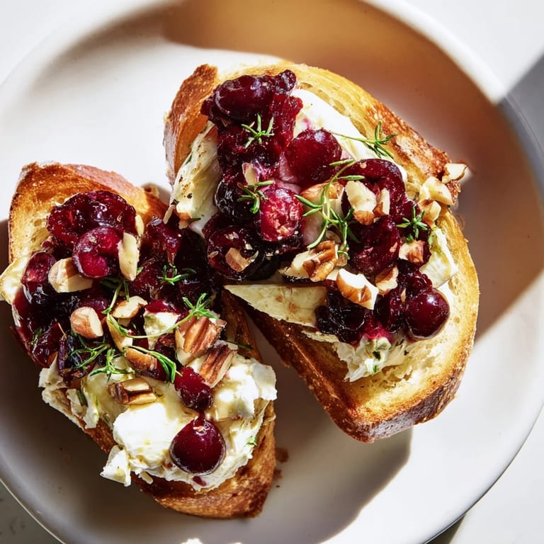 Warm, cheesy Festive Holiday Cranberry and Brie Crostini, perfect for holiday parties with delightful flavors.