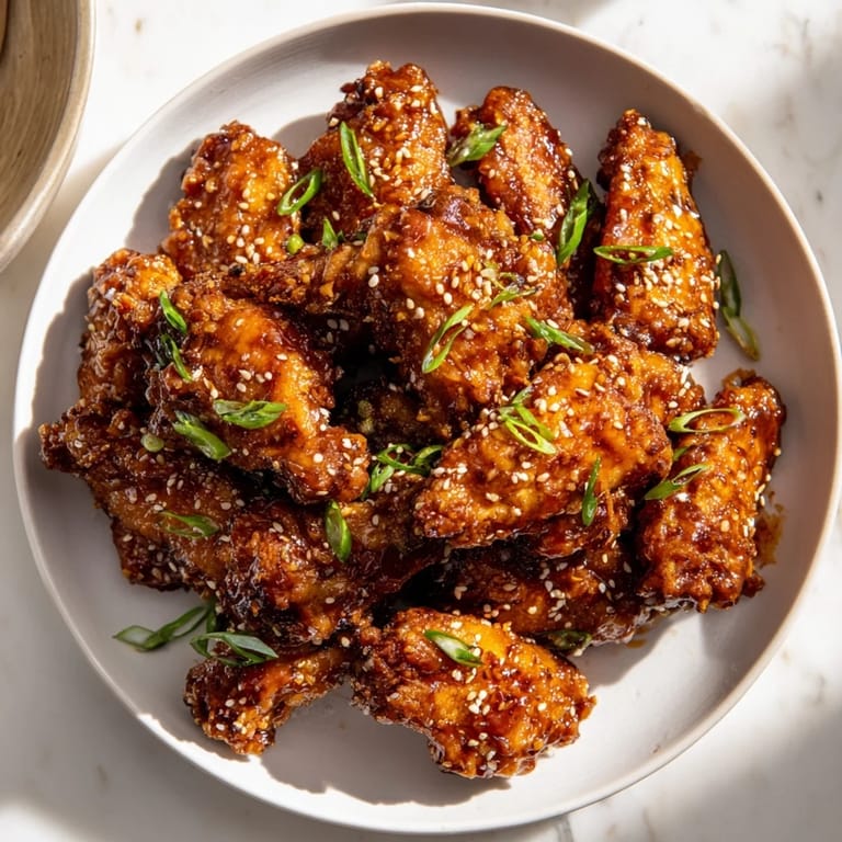 Sticky Honey-Chili Glazed Chicken Wings glistening on a platter, ready to serve and enjoy.