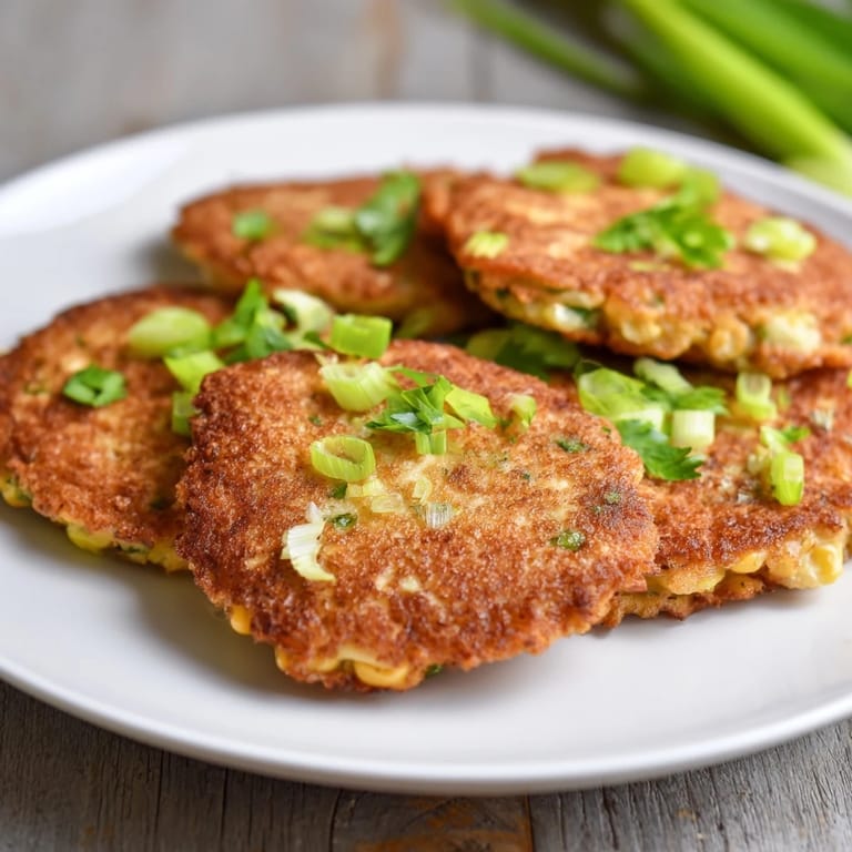 A stack of delicious golden corn and cheddar fritters, served on a plate ready for dipping.