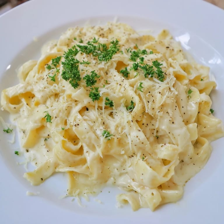 This creamy Alfredo pasta recipe showcases perfectly coated fettuccine in a cheesy, delicious sauce.