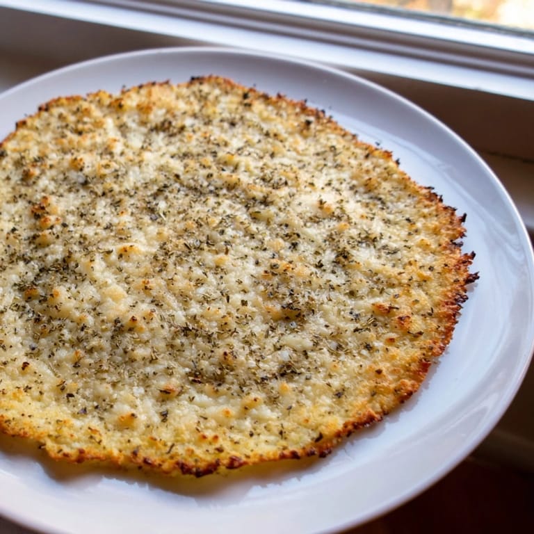 See the light, airy texture of this low-carb Cauliflower Pizza Crust, perfectly for pizza night.