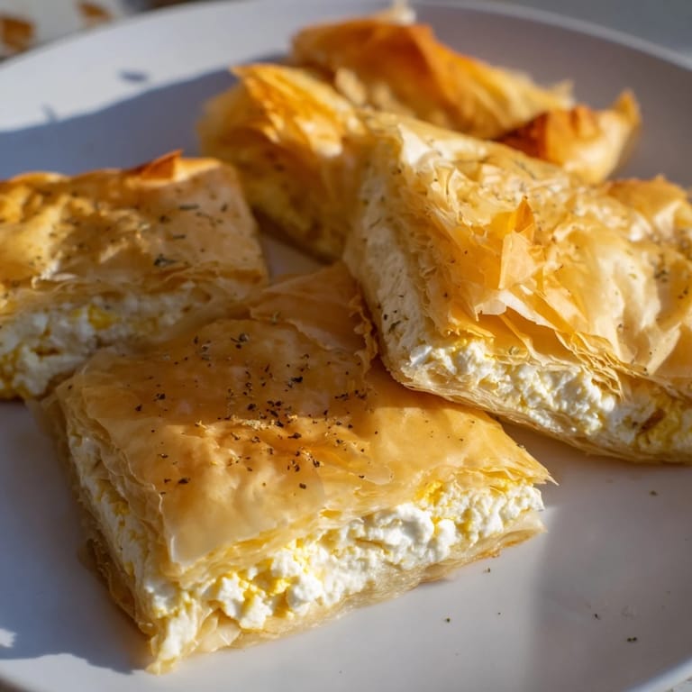 Freshly baked Bulgarian Banitsa with crispy edges, presenting a delicious, cheesy breakfast or brunch option.