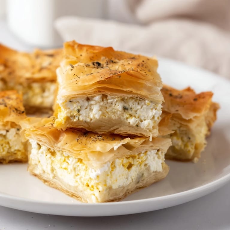 Enjoy the aroma of this homemade Bulgarian Banitsa, a layered phyllo pastry filled with savory feta cheese.