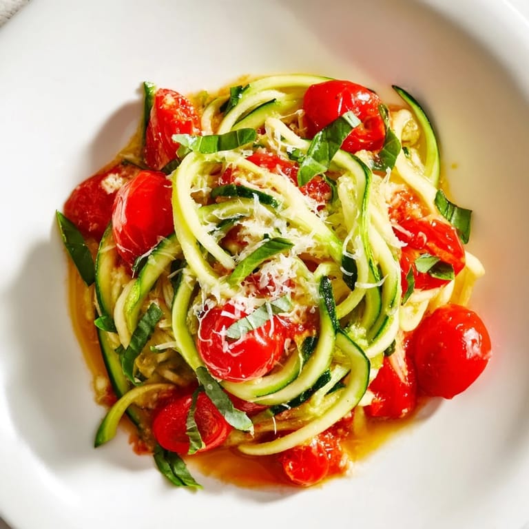 A colorful bowl of zucchini noodle variations, featuring spiralized zoodles with sun-dried tomatoes and crumbled feta.
