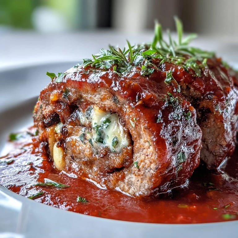 Sizzling Sicilian-Style Braciole searing in a pan, revealing a filling of pine nuts and sweet raisins.