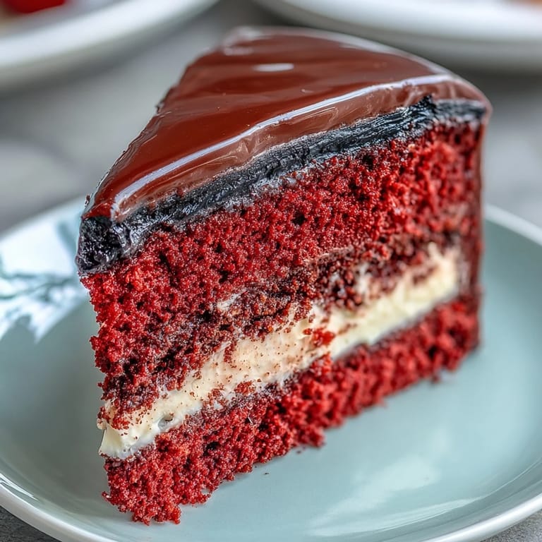 Detailed shot of the Betty Boop Cake showing red lips and black hair silhouette against velvety crumb and shiny fondant details.