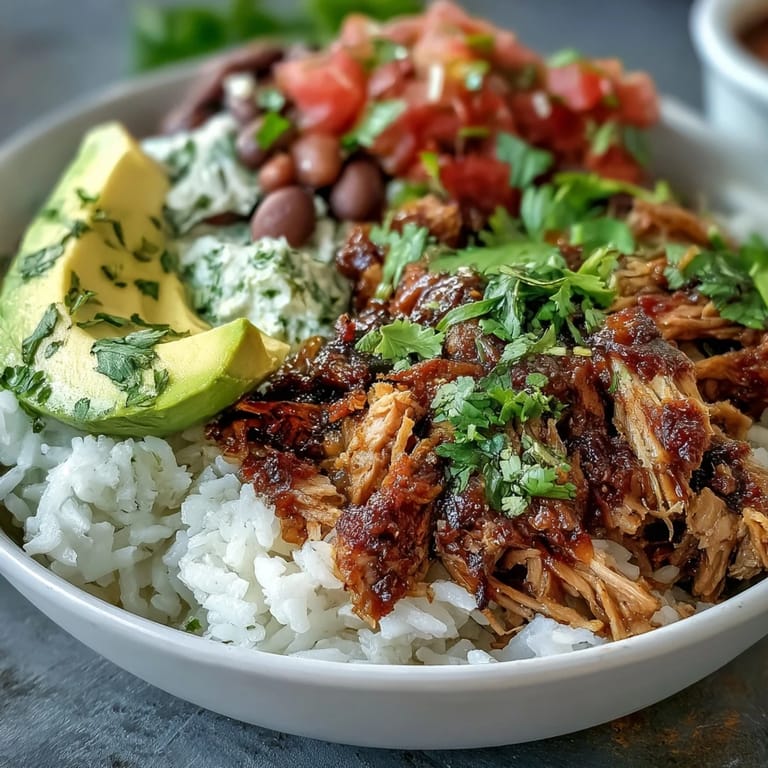 Hearty Carnitas Bowl garnished with cilantro and lime, ready for a satisfying Mexican-inspired dinner.