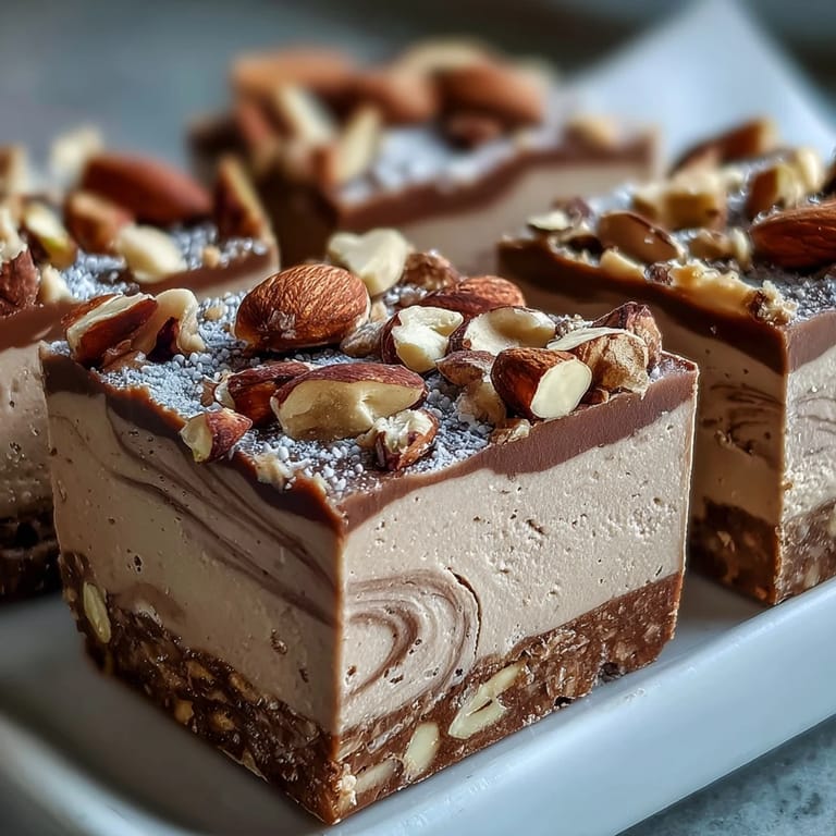 A close-up of golden Hojicha Nougat squares wrapped in parchment, ready to serve as elegant dessert bites alongside a warm cup of tea.