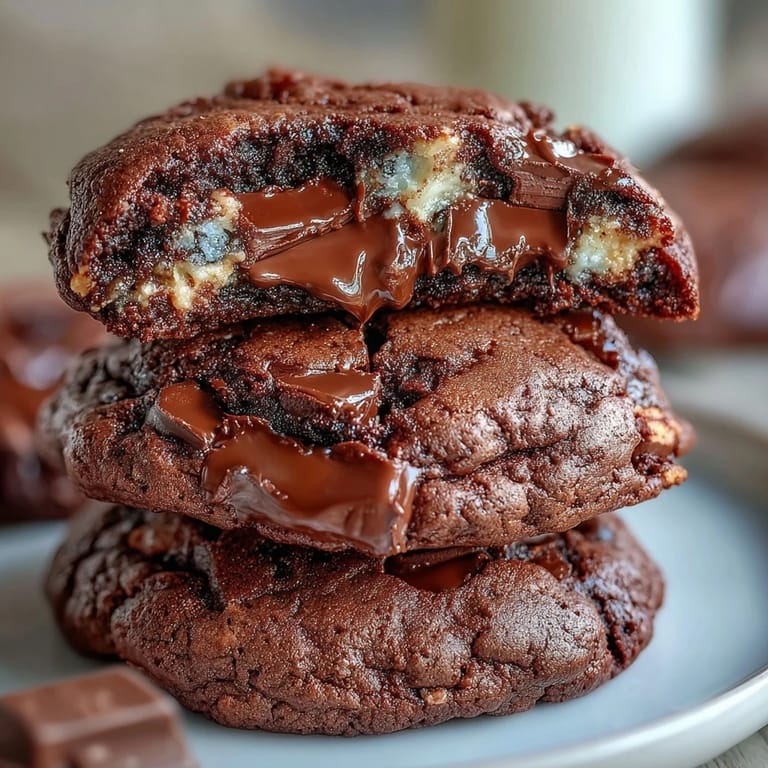 ALT image text: Soft, chewy dark chocolate vanilla cookies, featuring a hint of almond and milk chocolate drizzle for added indulgence.