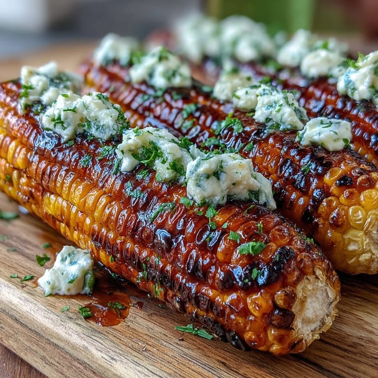 Grilled BBQ corn in foil, coated in herb butter and lightly charred, served with optional Parmesan and lime.