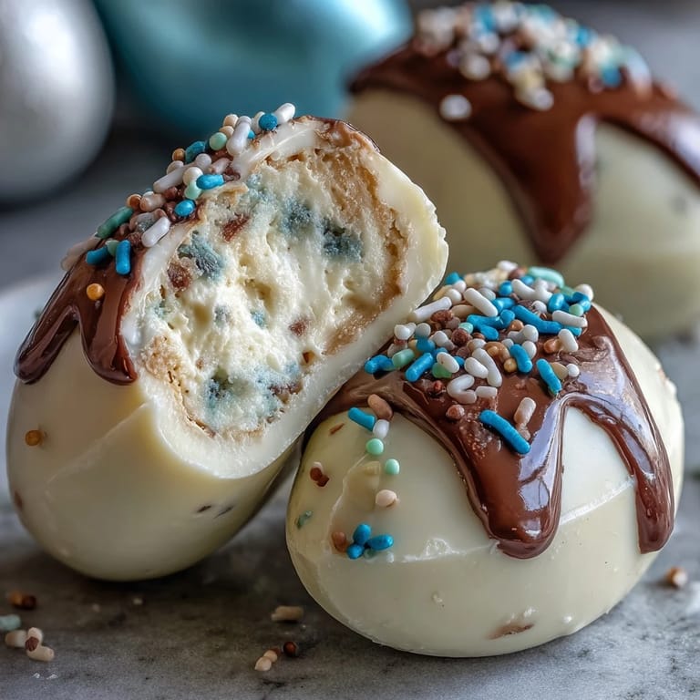 White chocolate-coated peanut butter eggs with vibrant sprinkles are a perfect homemade Easter candy.