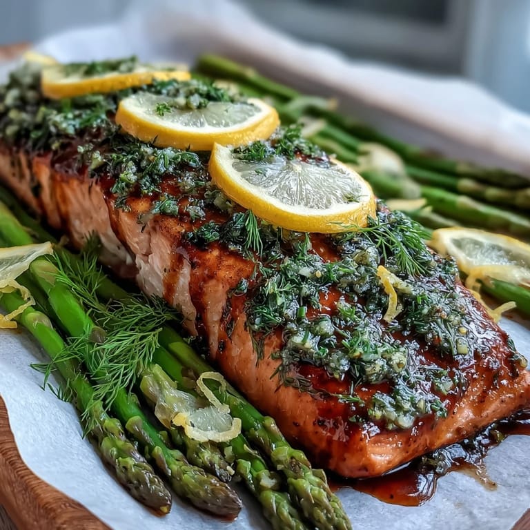 Succulent One Pan Lemon Herb Salmon bake with vibrant lemon slices and dill.
