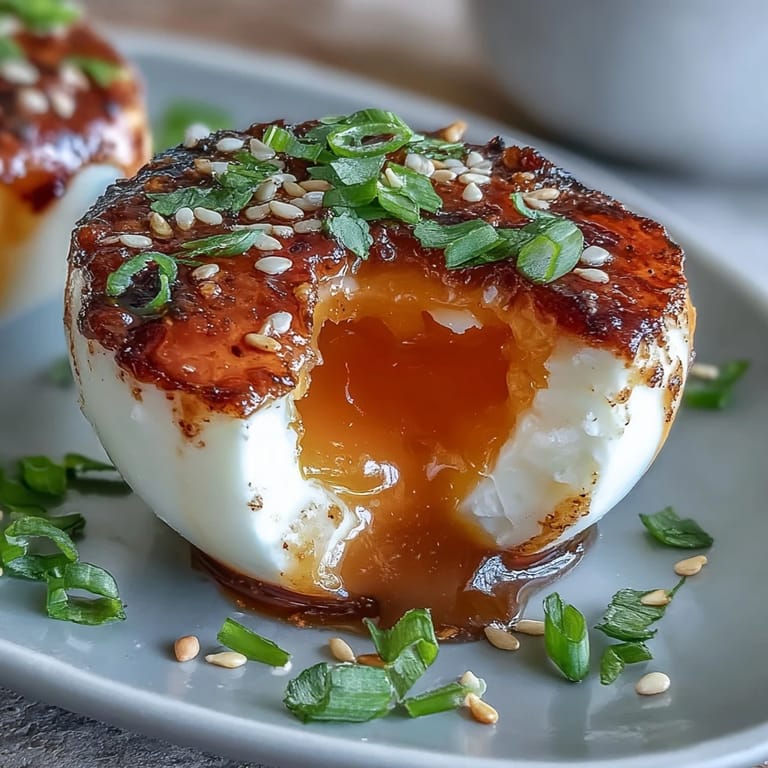 Tender, flavorful spicy miso marinated eggs, a savory Japanese-inspired appetizer.