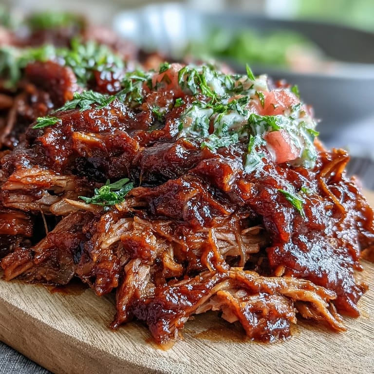 Juicy Juneteenth BBQ Pulled Pork topped with crunchy, sweet watermelon slaw on a plate.