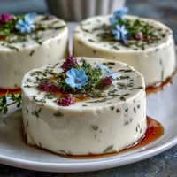 Creamy honey lavender panna cotta with a delicate floral aroma and smooth, silky texture.  
