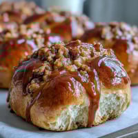 Soft, spiced hot cross buns with orange glaze, perfect for Easter brunch, filled with currants and topped with sweet citrus icing.  